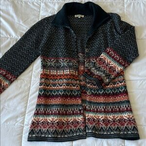 Indigenous 100% Alpaca Cardigan Sweater Made in Peru - Size S